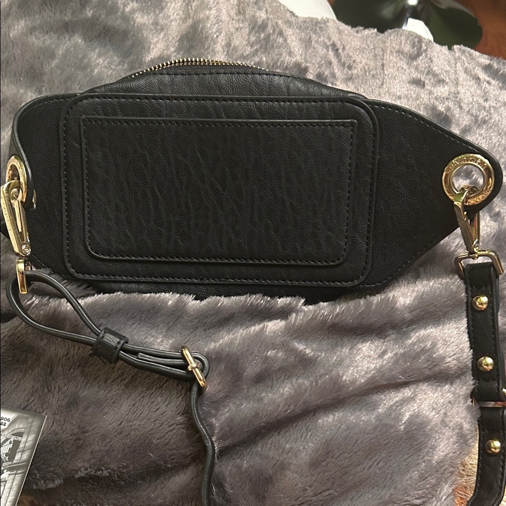 Calvin Klein Textured Black Crossbody with Gold Details